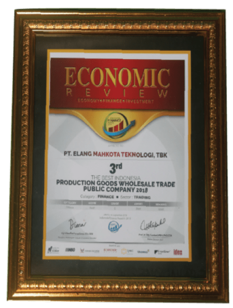3rd Place in the Best Indonesia Production Goods Wholesale Trading Public Company 2018 in the category of Finance in Trading Sector Economic Review