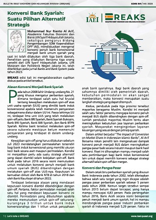 BREAKS XVI: Konversi Bank Syariah: Suatu Pilihan Alternatif Strategis